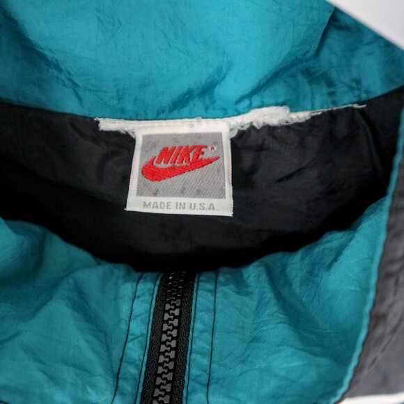 RARE Vintage Nike 1990s teal big swoosh wind breaker Made in USA Windbreaker - Picture 5 of 8